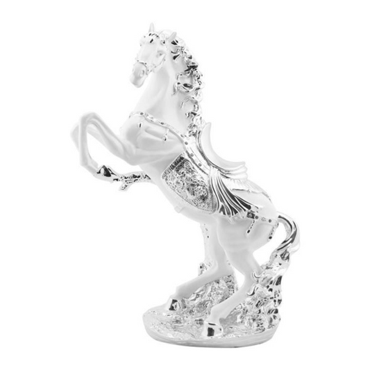 Moderne Deko Figur Pferd Weiß-Silber aus Keramik 70 cm