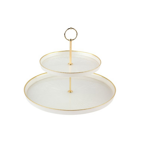 Bricard Rexy Etagere 2-stöckig | 21–32 cm – Weiß-Gold