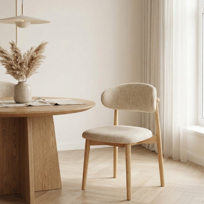 Esszimmerstuhl WREN mit Rückenlehne und gepolsterte Sitzfläche Beige