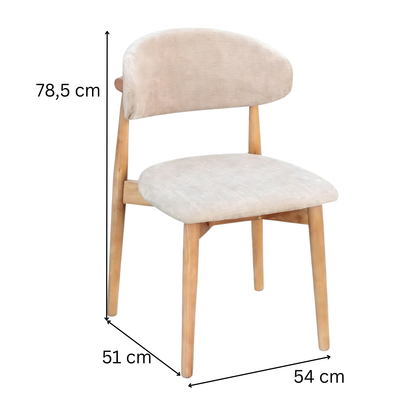 Esszimmerstuhl WREN mit Rückenlehne und gepolsterte Sitzfläche Beige