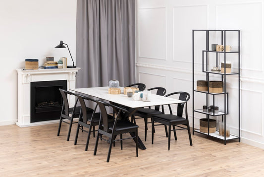 Esstisch Carmelo – 200 x 100 cm | Schwarze Marmorplatte & Designer-Gestell aus schwarzem Edelstahl